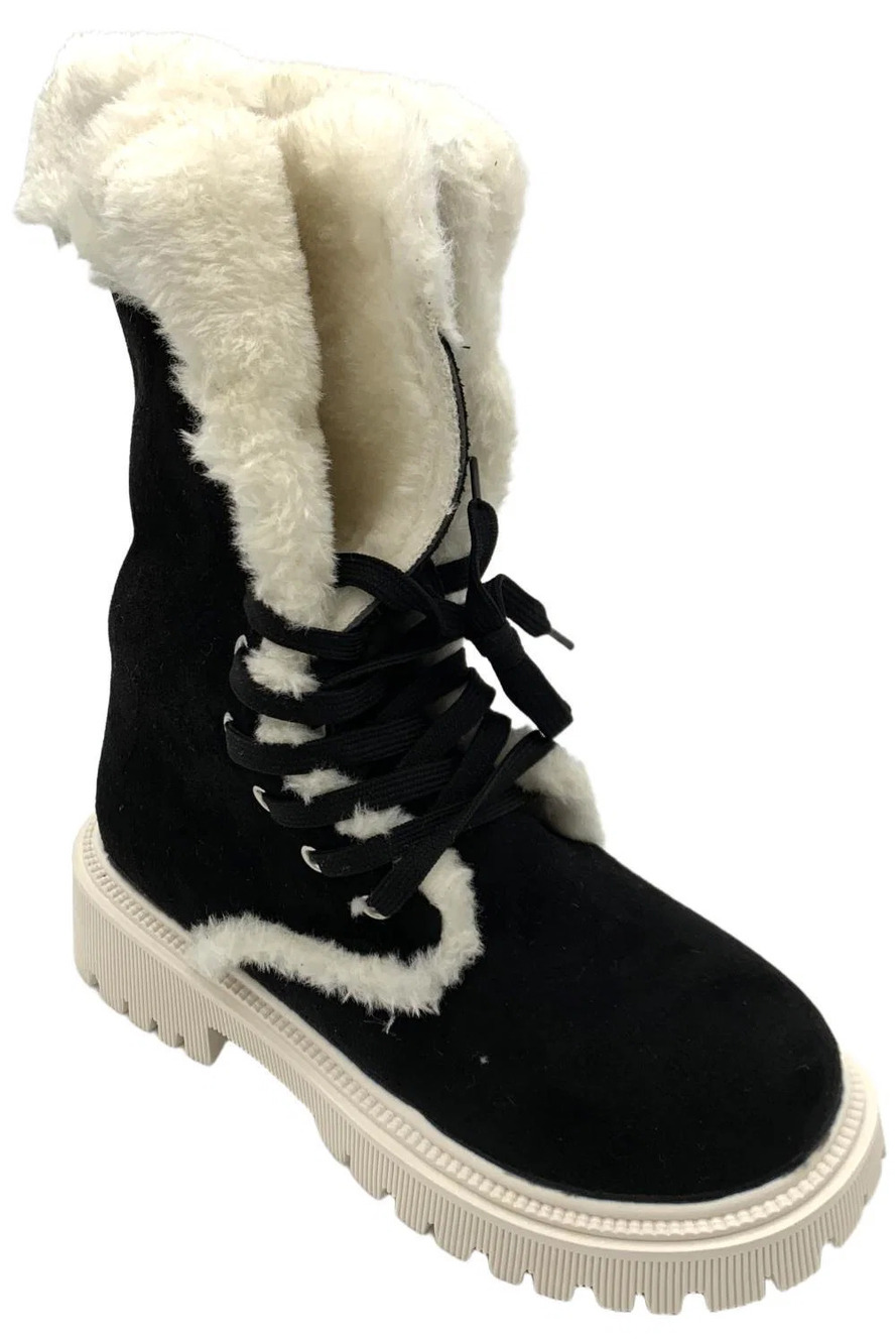 Xysaqa Women's Winter Plush Strap Snow Boots Black - Medium